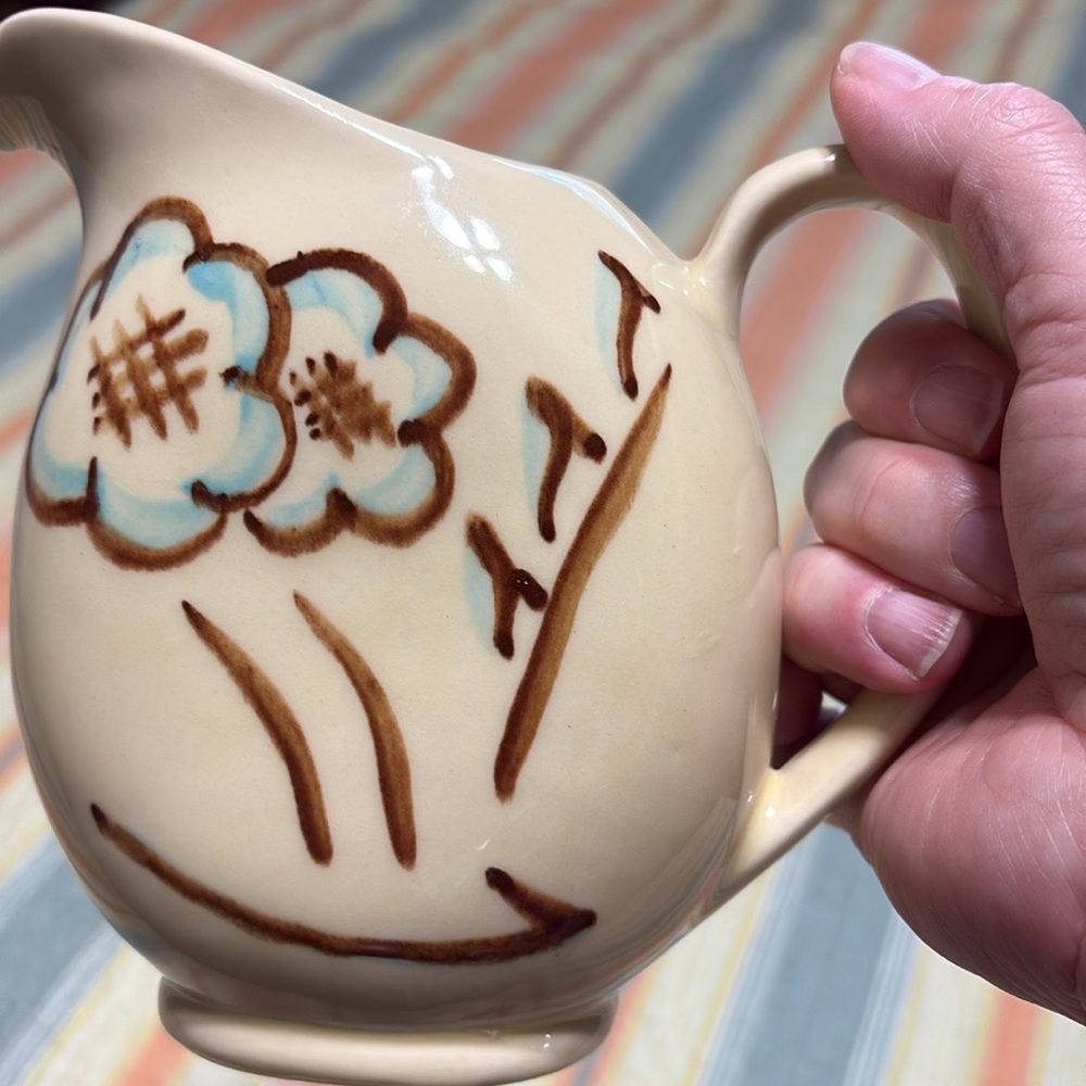 Floral Cream Ceramic Pitcher